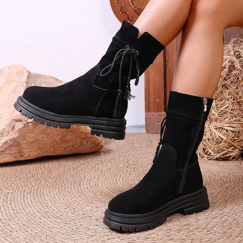 

2026 Designer Platform Women's Boots Flats Shoes Woman Winter Zip Chelsea Boots Casaul Sport Shoes Walking Snow Botas De Mujer