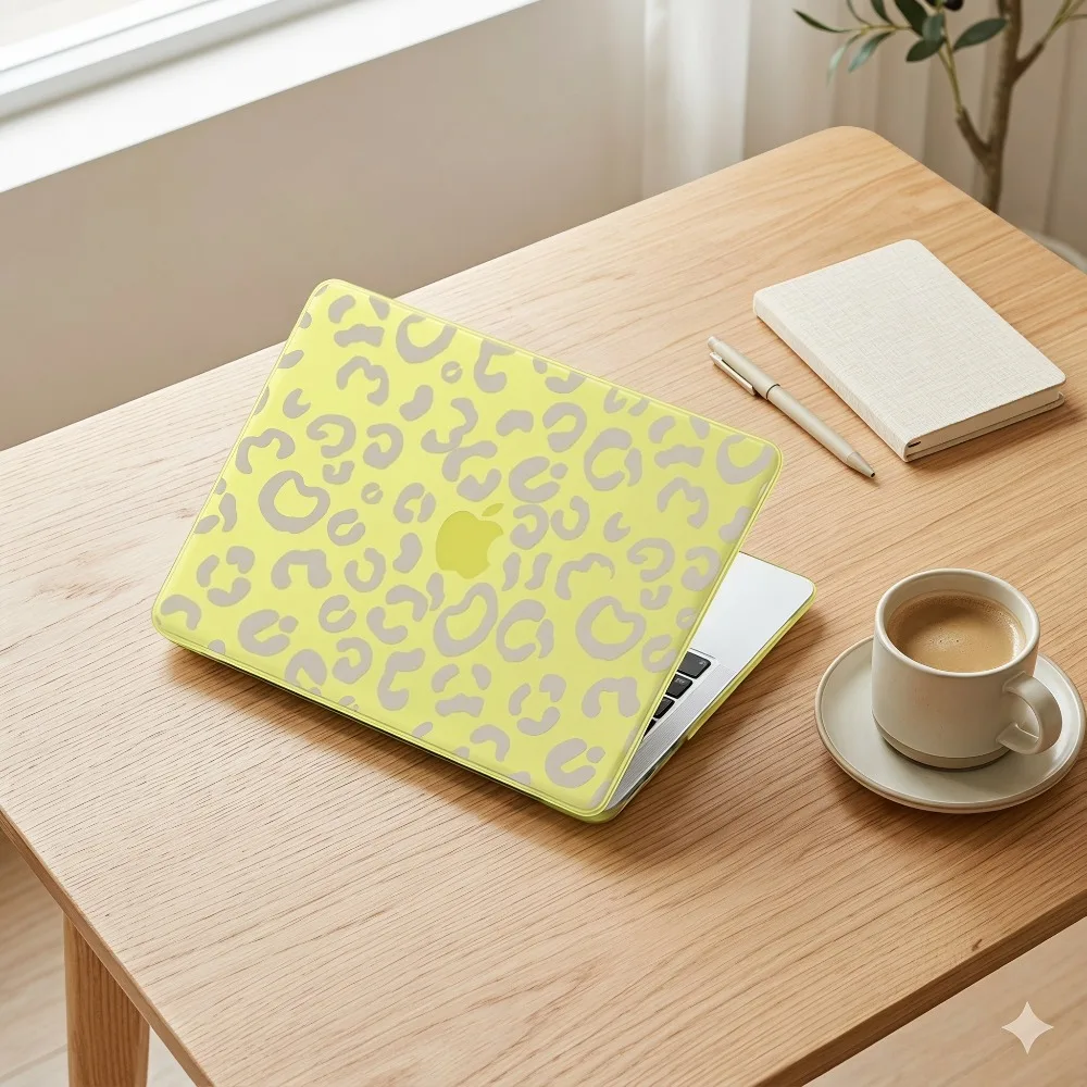 Yellow Leopard for MacBook Neo Case 13-inch 2026 A3404 A18 Pro, Ultra-Clear Crystal Hard Laptop Case School Season Screen Film