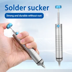 Aluminium Solder Sucker Non Clogging Heavy-Duty Desoldering Pump with Heat Resistance Silicone Nozzle Soldering Iron Desolder