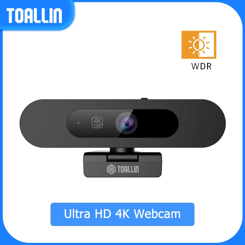 TOALLIN 4K Ultra HD Streaming Webcam WDR Auto-Focus & Auto-Frame Computer Web Camera for Video Conferencing Online Class FOV 92°