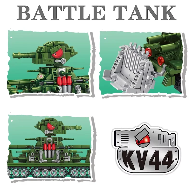 Tank World-Juego de bloques de construcción en miniatura de dibujos animados, KV44, Carl Monster Tank y Ultimate Leviathan, vehículo blindado militar, ladrillo de guerra