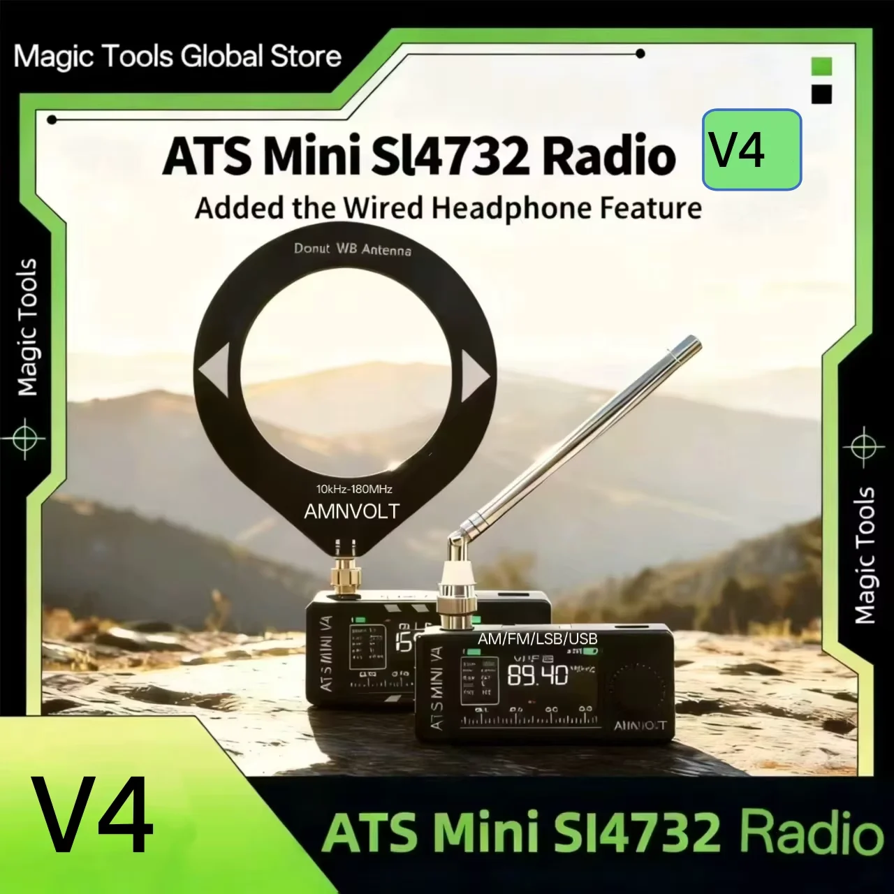 AMNVOLT V4 ATS MINI SI4732 Radio ALL Band DSP Radio FM AM SSB LSB USB Receive...