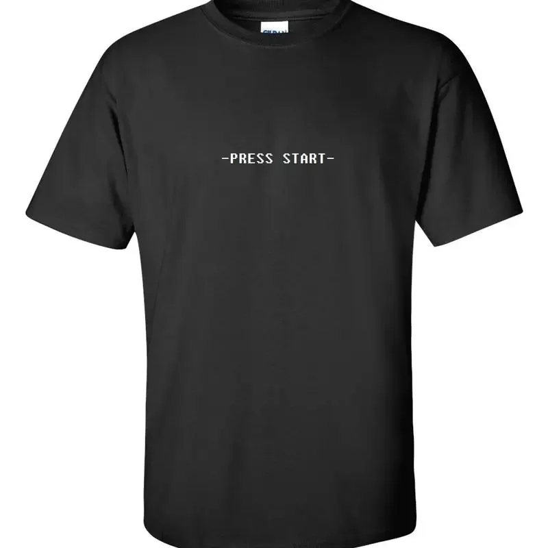 Press Start Funny Retro Gamer Nerd Geek 80s 90s Black White T shirt