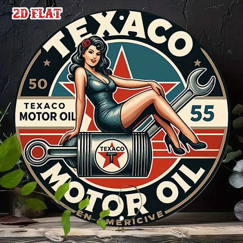 Round Metal Tin Sign Wall Decor  Retro Farm Machinery Iron Plaque Home Garage Bar Cafe Rustic Industrial Decor Art Sign