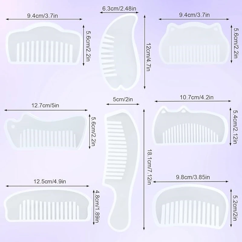 DIY 3D Transparent Silicone Comb Mold Epoxy Resin Molds For Jewelry Making Tools