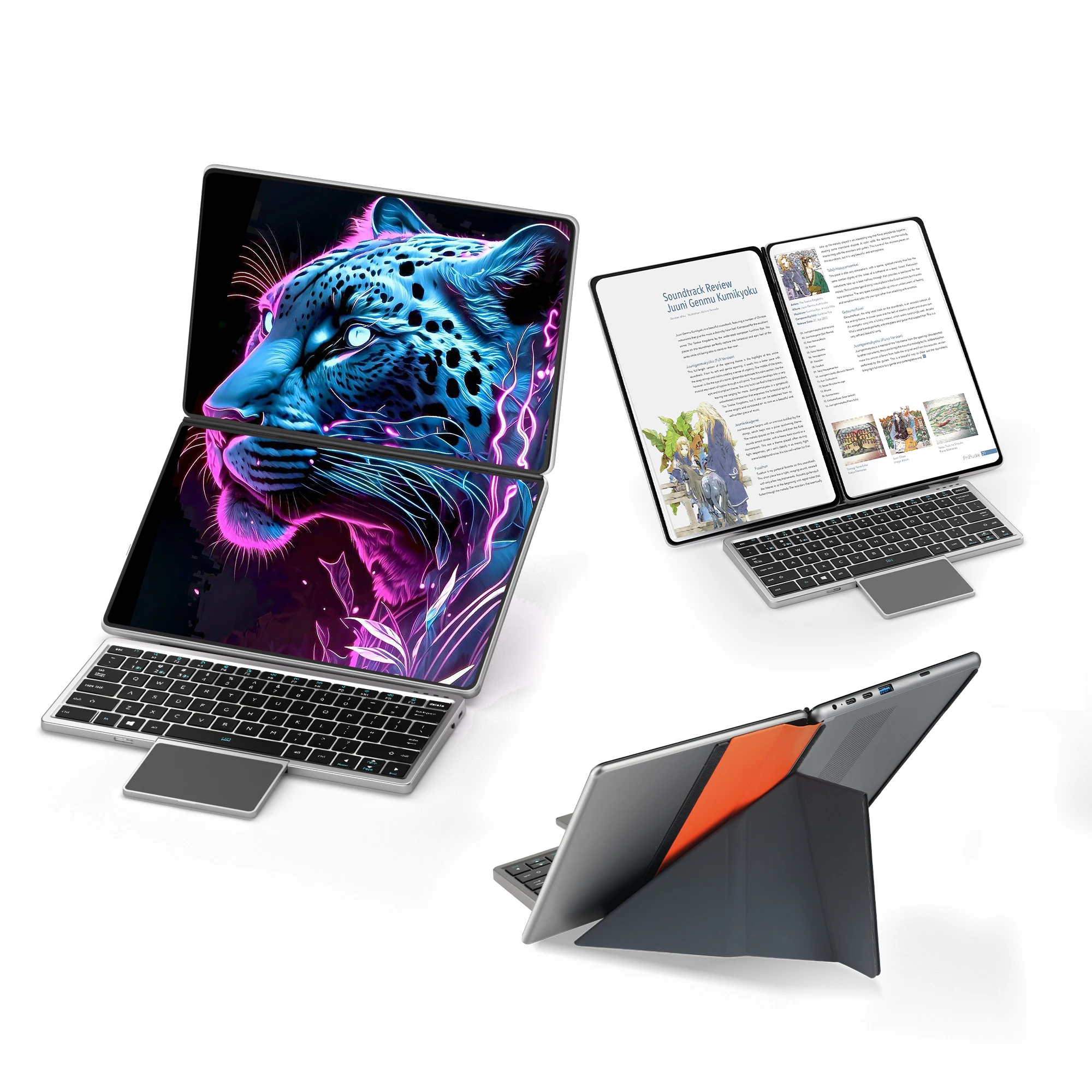 OEM جديد 14 بوصة شاشة مزدوجة تعمل باللمس الأعمال الكل في واحد محمول مزدوج PC N100 DDR5 16GB PC 2 في 1 كمبيوتر محمول Win11 System