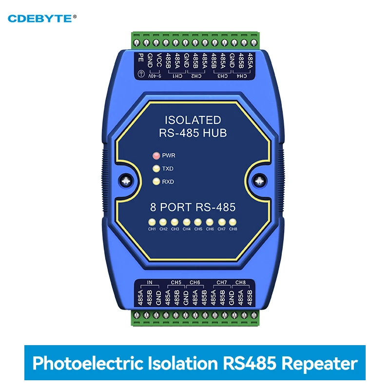 Foto-elektrische isolatie Industrieel DC9-40V 8-weg cache RS485-hubs CDEBYTE E810-R18 ESD-bescherming Stroom- en signaalisolatie