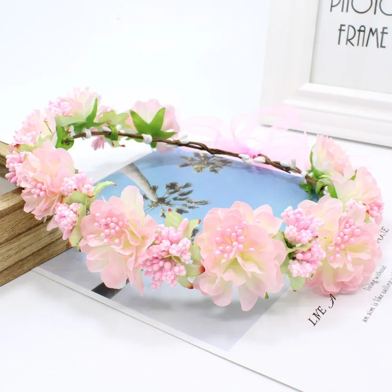 Artificial Flower Wreath Headwear Bride Bridesmaid Crown Hairband Wedding Adjustable Garland Wreaths Holiday Party NEW Hair Hoop