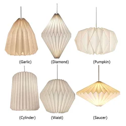 1PC Origami Ceiling Lamp Shade Hanging Lamp Cover Nordic Pumpkin/Garlic/Waist/Diamond Lampshade Home Pendant Light Cord Fixture