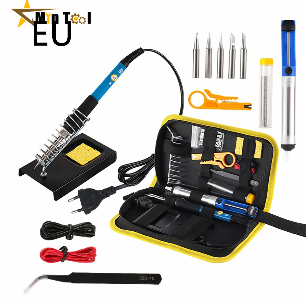 

Temperature Electric Soldering Iron 220V 110V 60W Welding Solder Rework Station Heat Pencil Tips Repair Tool Set