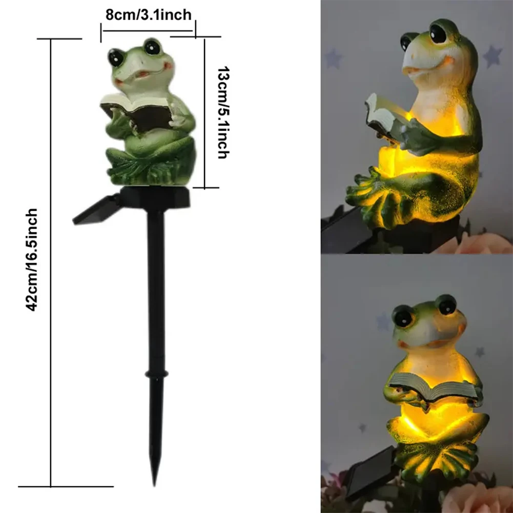 Outdoor Solar Led Lights Resin Frog Statue Solar Lawn Lamp Waterproof Stake Lights For Gardens Balconies Home Decoration