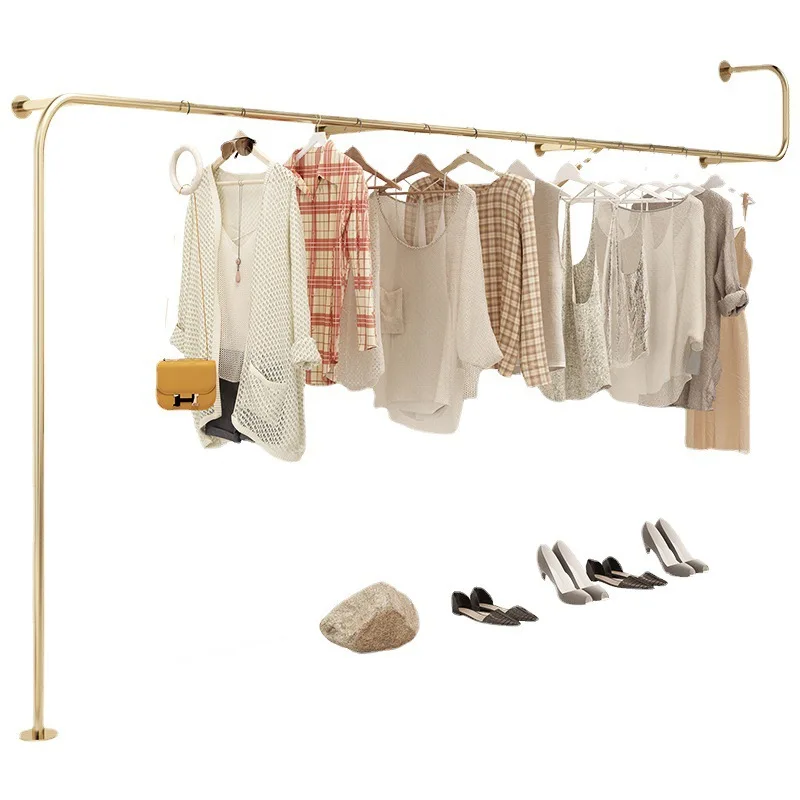 

Clothing store display rack gold wall wall rack