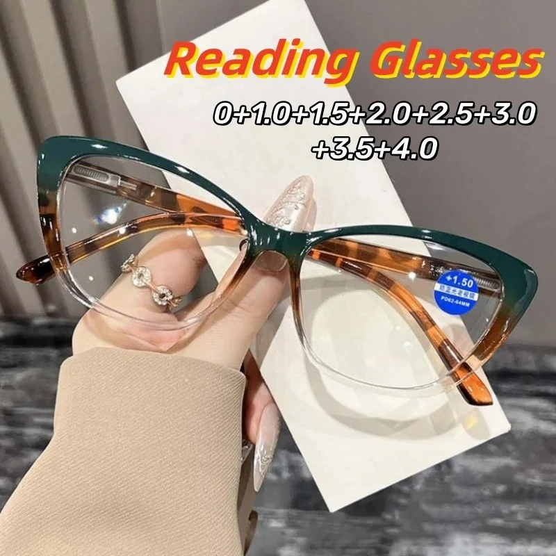 

Fashionable Cat-eye Reading Glasses Ultra Light HD Clear Lens Blue Light Blocking Presbyopia Eyeglasses Diopter 0 To +4.0