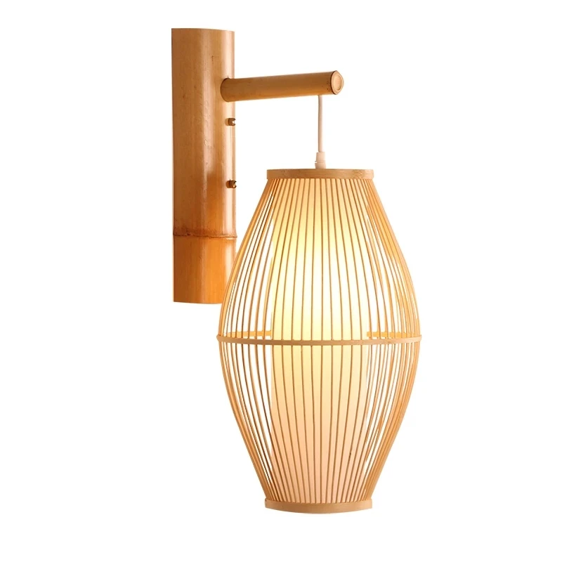 

Japanese Wall lamp for Living room Bedroom Tea Shop wooden wall lights Bamboo Wicker Rattan Lantern Lampshade oriental wall lamp