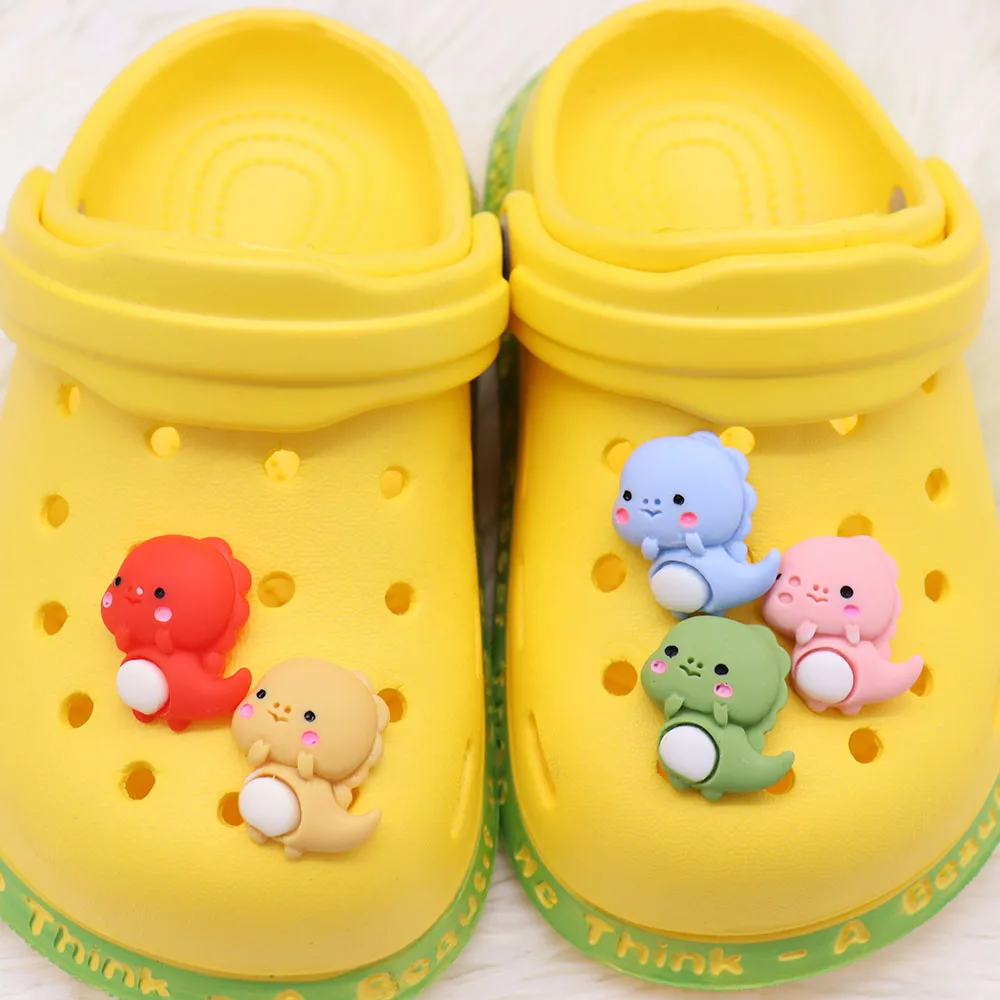 1pcs Resin Kawaii Colorful Animal Dinosaur Shoes Decoration Charms Buckle Clog Fit Wristband Hole Slipper Accessories Kid Gift