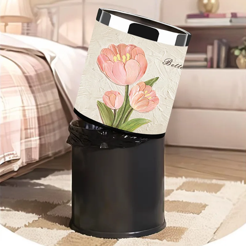 Tulip trash can household high-value bathroom toilet trash can large uncovered double-layer kitchen trash can