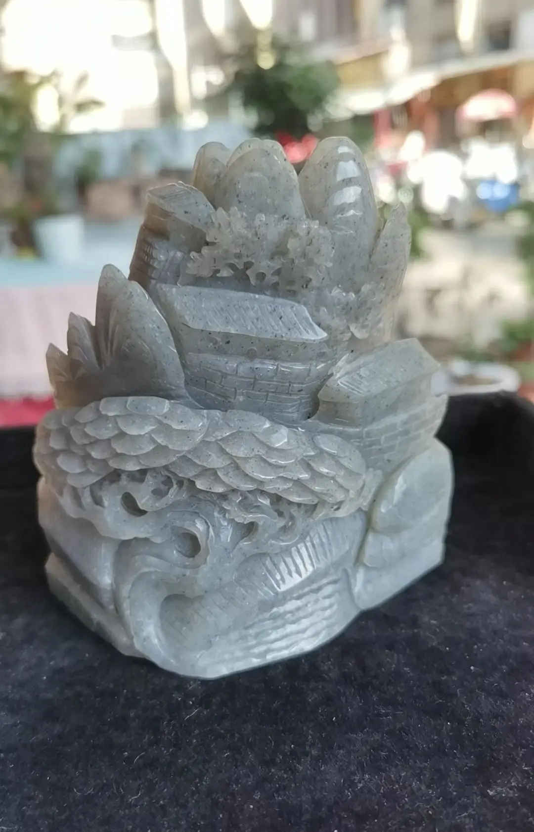 

1 шт. сокровище китайский винтажный Хэтянь старый нефритовый сосна гора для демонстрации тотем резьба амулет Таймстаун