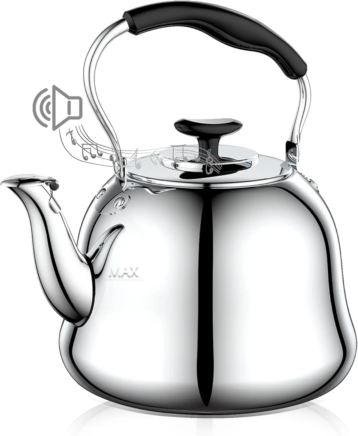 

Чайник со свистком, 2 л, чайник из нержавеющей стали с быстрым кипячением и складной ручкой для чая, кофе