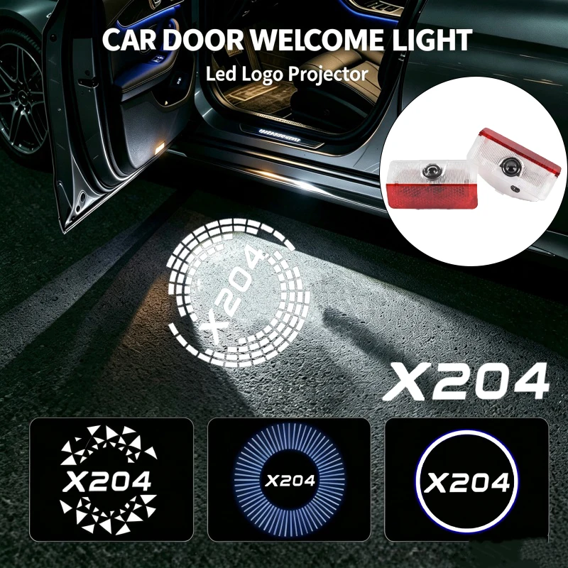 2PCS LED Car Door Welcome Ghost Shadow Courtesy Projector Lamps for Mercedes Benz GLK X204 GLK250 2012‑2015 Auto Accessories