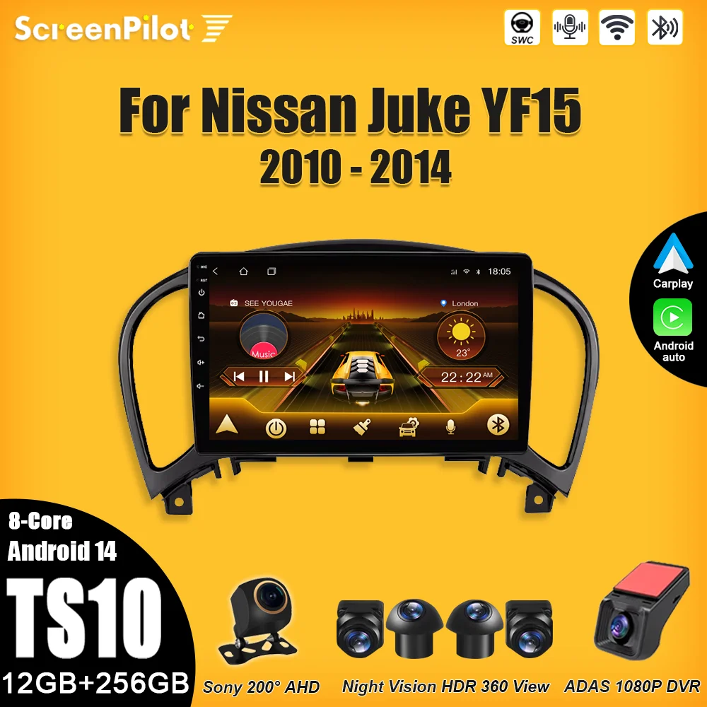 

Android 15 For Nissan Juke YF15 2010 - 2014 Car Radio GPS Navigation Wireless Android Auto Intelligent System 8 Core Wifi 5G RDS