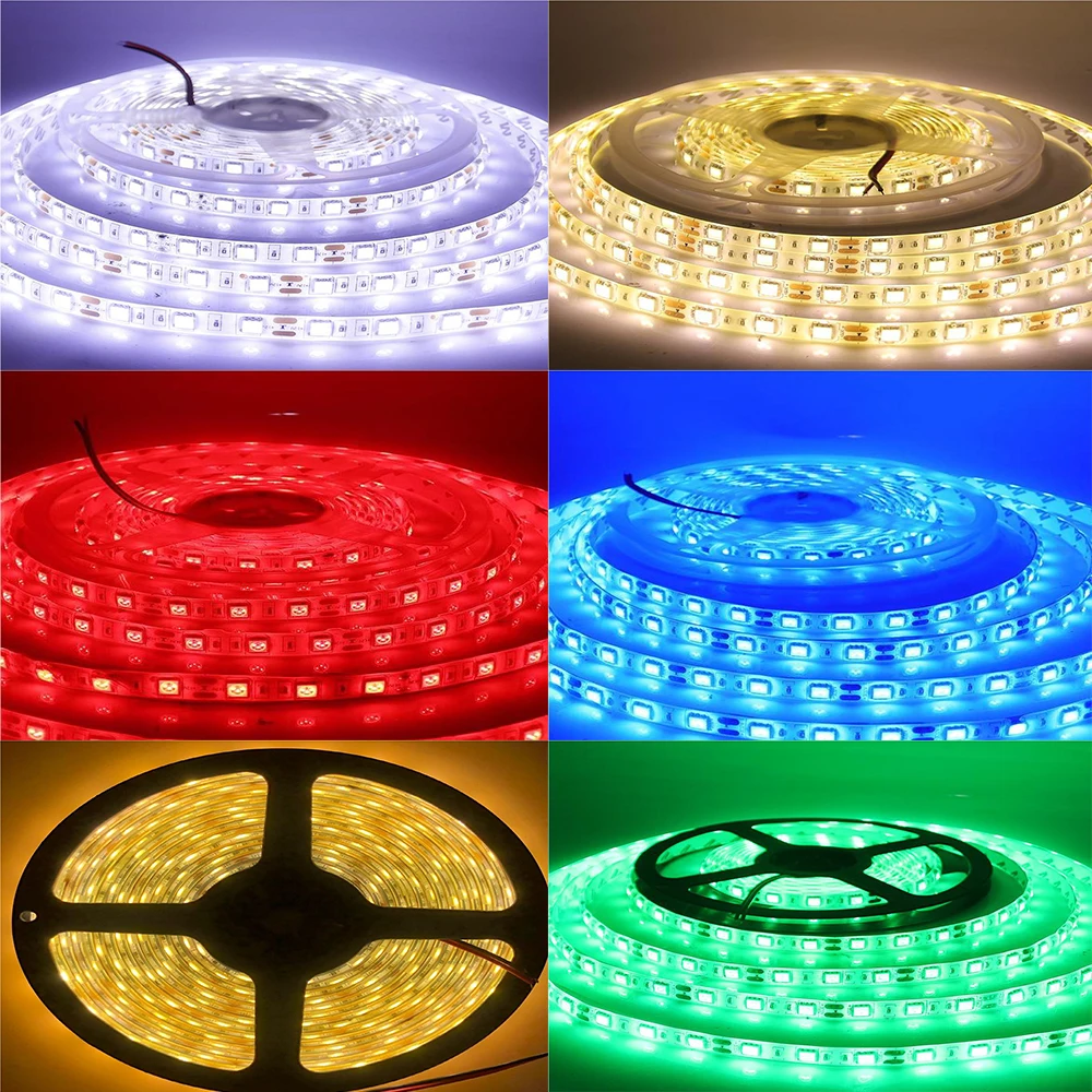 DC 5V 12V 24V Led Strip Light  RGB 60led/m 5m 5 12 24 V Volt 5050 LED Strip TV Backlight Room Bedroom Waterproof Warm White