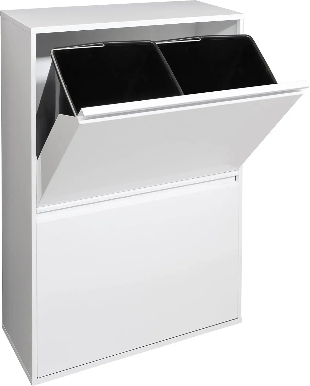 (Free sh CR601-B Bote de basura de reciclaje de acero de 4 compartimentos | 4x17L (68L) | Contenedores de basura de cocina | Reciclaje de contenedores para el hogar o la oficina