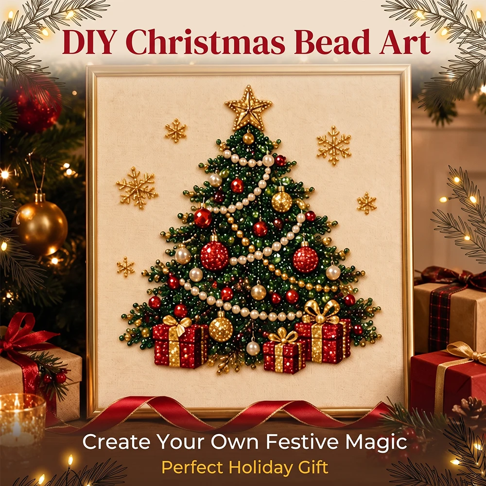 クリスマスビーズ絵画フレームDIYクラフトキット、3Dパール - Embroidery Xmas Kits のレビューと価格