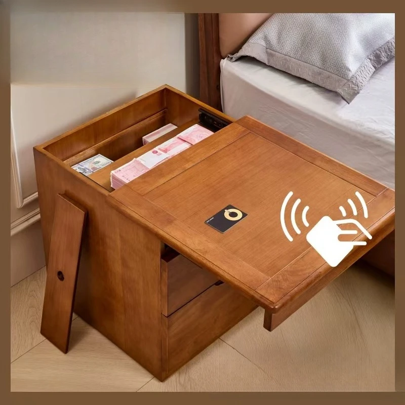 

l solid wood double hidden compartment design new Chinese bedside table household simple entrance bedside table