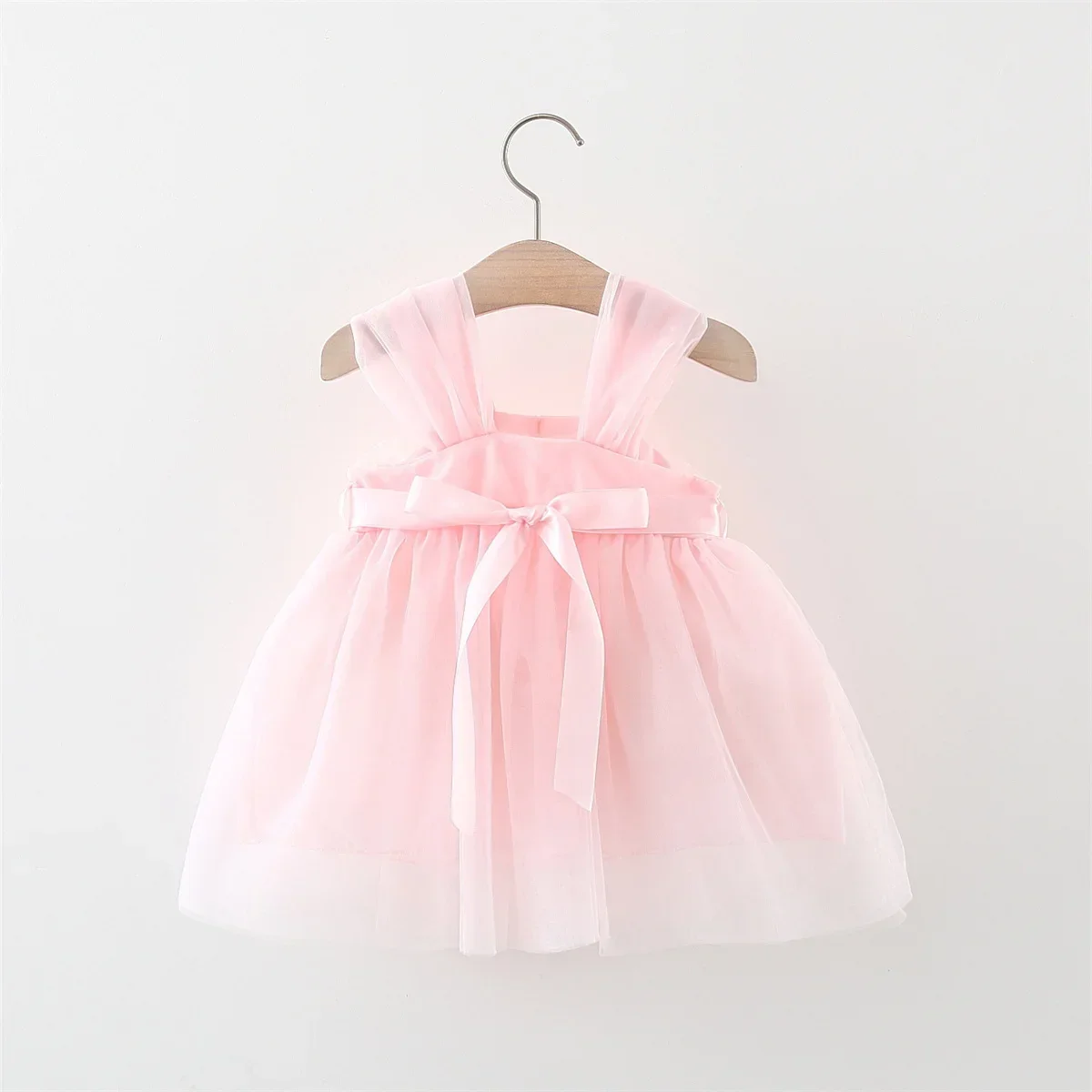 

Summer girl's suspender dress, baby girl's three-dimensional flower suspender solid color gauze dress cute princess dress