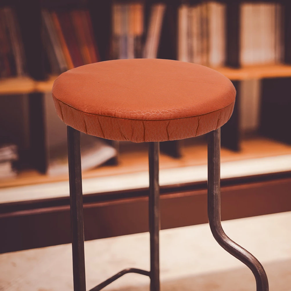 

Round Stool 35cm Chair Cover Washable Home Office Decor Protective Elastic Chair Slipcover Seat Cushion Brown