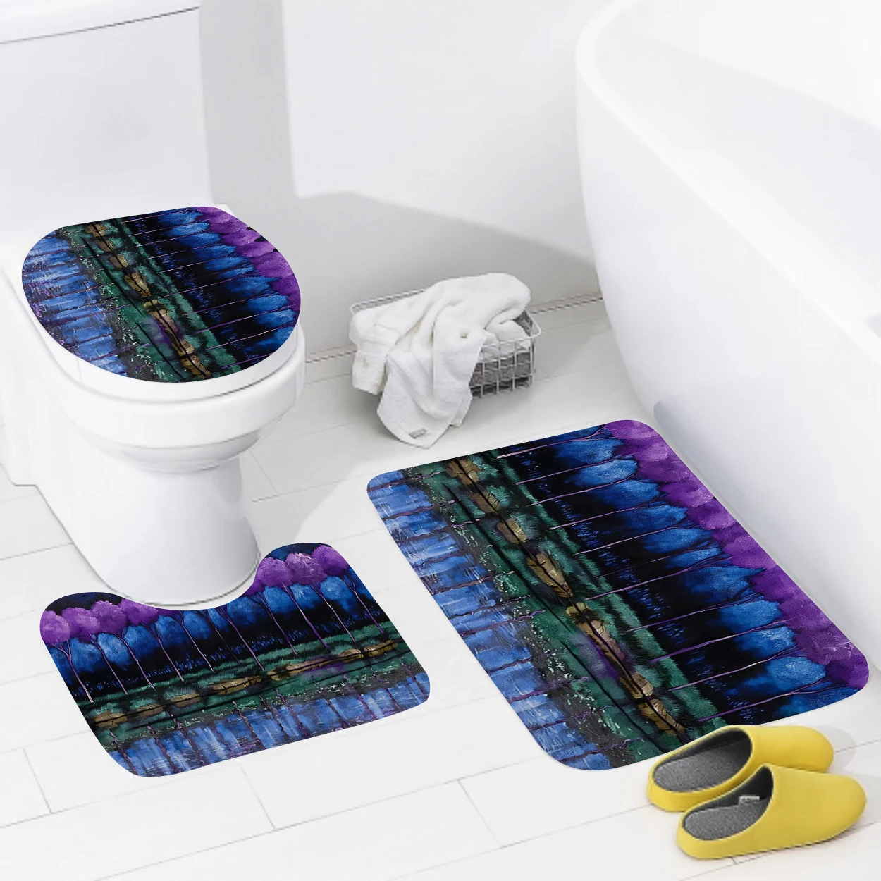 Home bathroom floor mats Bath Foot mat Animal oil paint style modern bathroom accessorie rug Toilet mat Bathtub anti-slip carpet