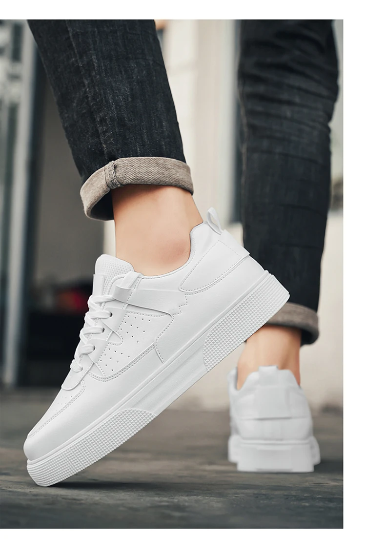 Herren Casual Skate-Schuhe Schwarz-Weiß Farbblock Atmungsaktive Niedrige Plateau-Sneaker – Detail 8