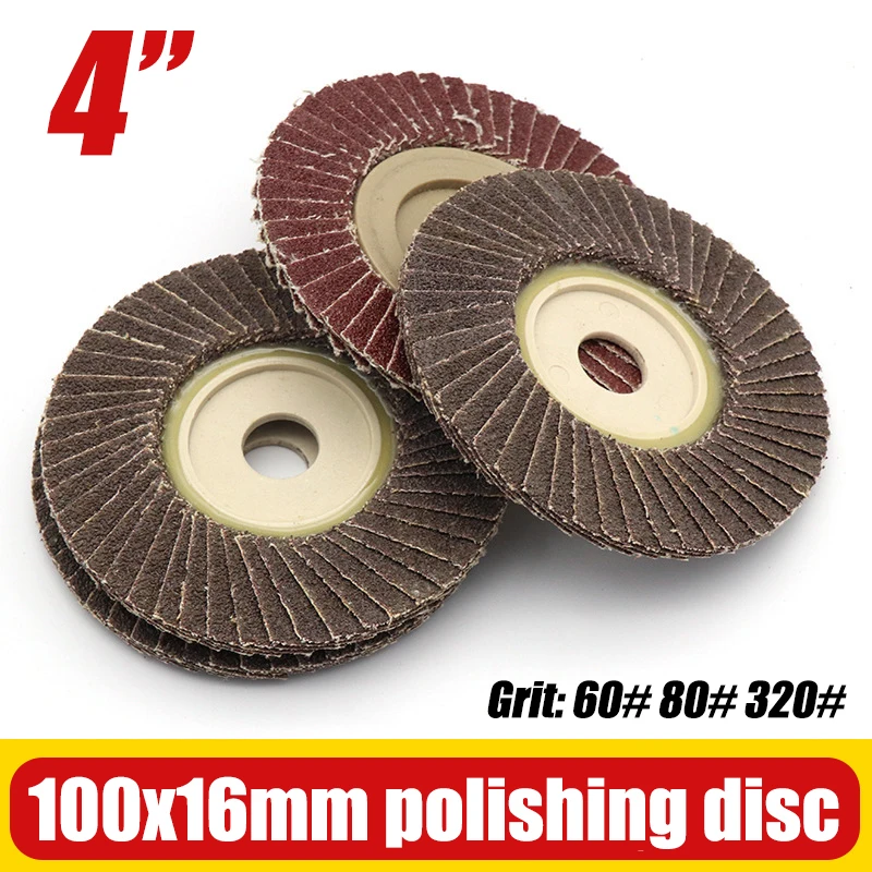 

1pcs 4" 100x16mm Flap Disc Wheel Grinding Sanding Disc For Metal Rust Removal Wood Polishing Cast Cleaning Abrasive Tool 60-320#