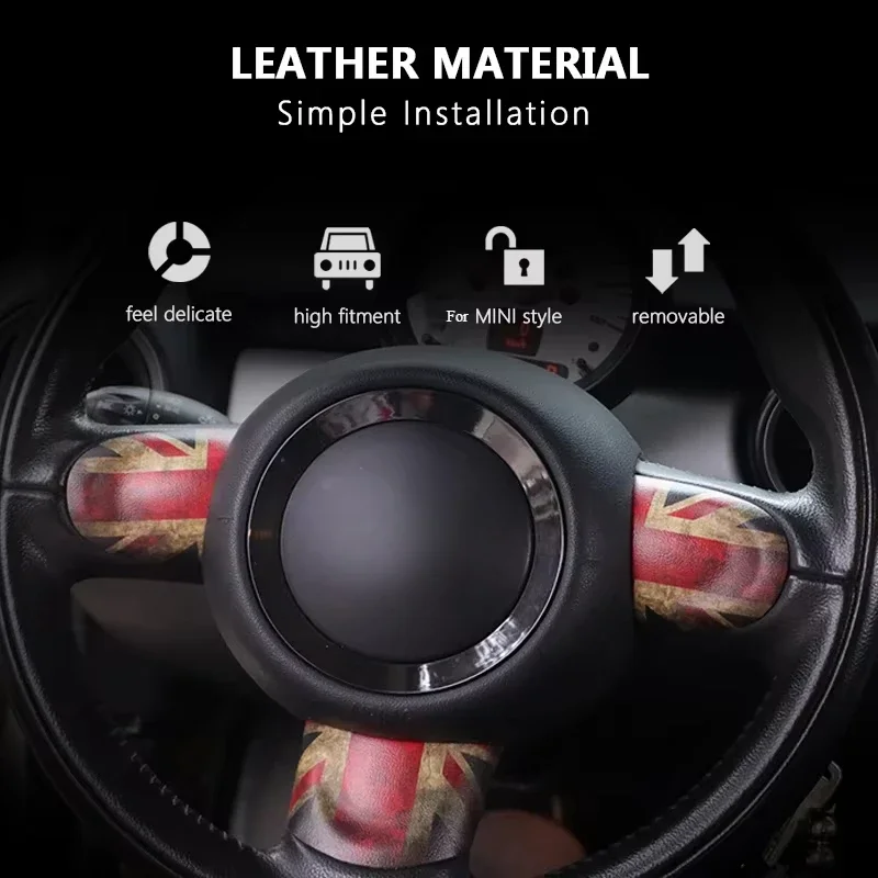 Car Steering Wheel Panel Button Leather Sticker For MINI COOPER R55 R56 R57 R58 R59 R60 R61 Countryman