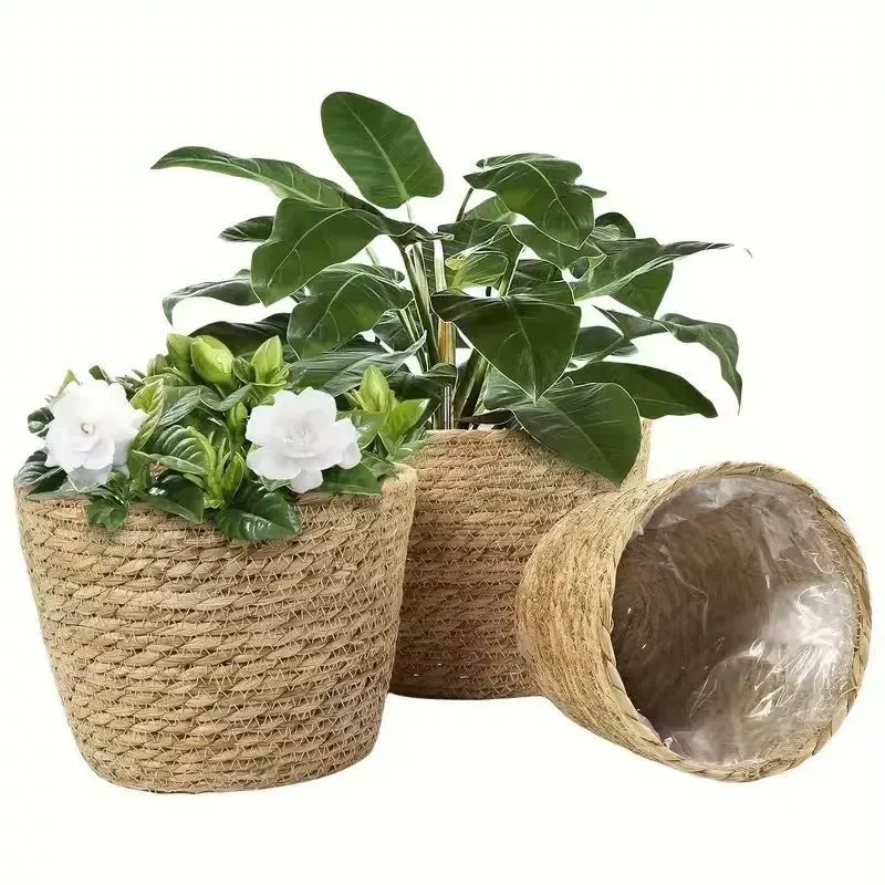 Jute Rope Woven Hanging Planters | Garden Plant Storage Baskets | Indoor/Outdoor Plant Hangers | Creative Home Decor Accents