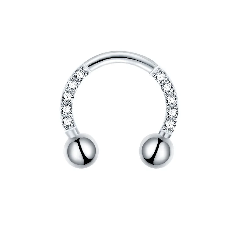 Titanium Zircon Hoop Nose Ring Septum Lip Circular Barbell Horseshoe Ear Tragus Helix Earring Nose Piercing Body Jewelry