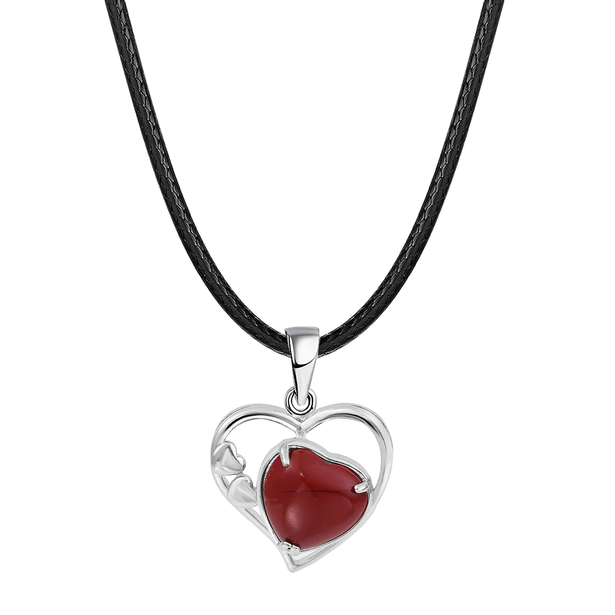 JOYA GIFT Red Jasper Love Heart Birthstone Necklaces for Women Forever Crystal Pendant  Jewelry Valentine's Day