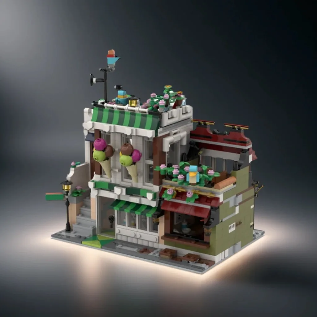 

1582 шт. Moc Noodle Street DIY Магазин уличной еды Архитектура Образовательная модель Строительные блоки Игрушки на день рождения Подарок для фанатов