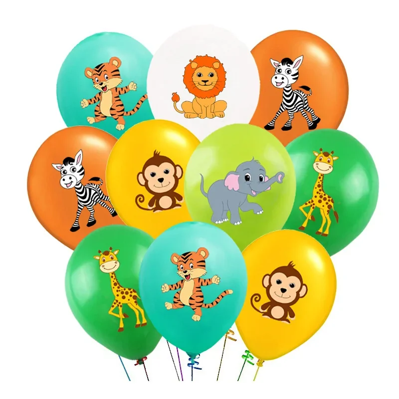 10 sztuk 12-calowych mieszanych lateksowych balonów dla zwierząt Zaopatrzenie imprez Balony dla dzikich zwierząt w dżungli Dekoracje urodzinowe dla dzieci Balony dla zwierząt