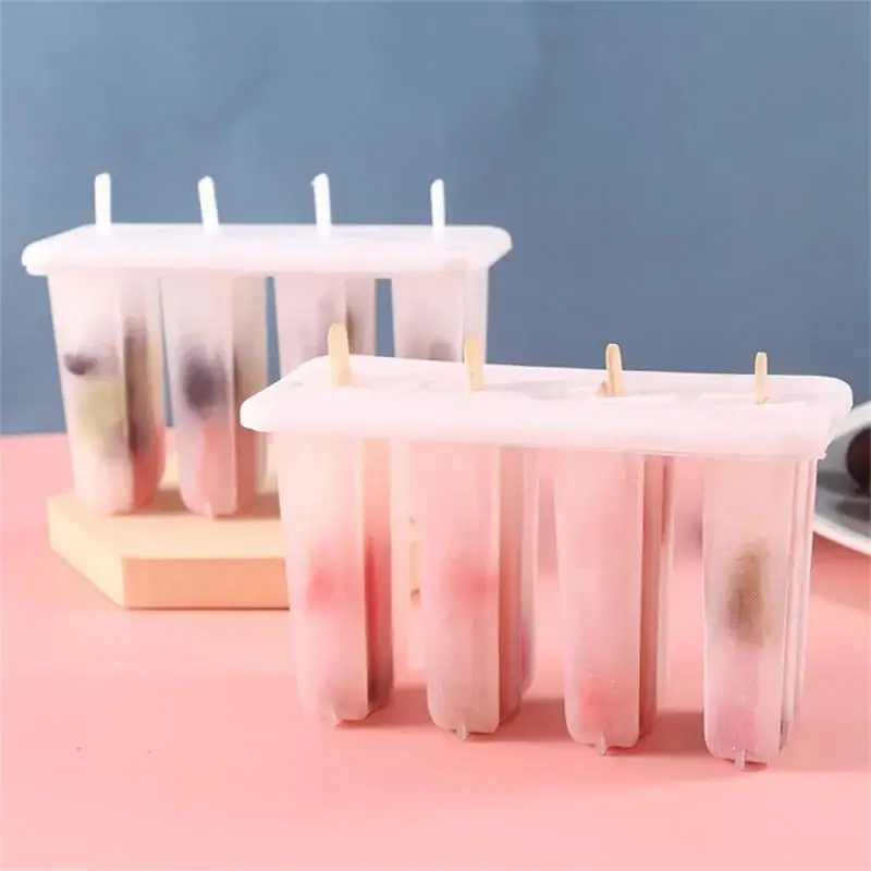 4 Even Popsicle Molds Material Safety 4 Grids Sorbet Mold Durable Covered Mold Easy To Release Popsicle Mold Easy To Clean