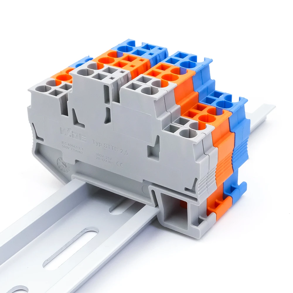 50Pcs STTB 2.5 Double Layer Terminal Block 2.5mm DIN Rail Space Efficient Electrical Wiring