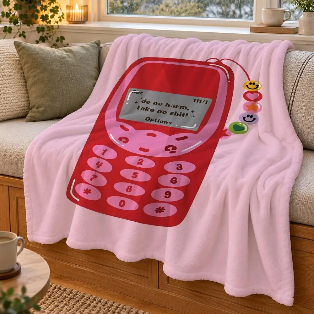 Y2k Pink Girl 90s Funky Throw Double Sided Flannel Throw Blanket Soft Warm Washable Home Decor