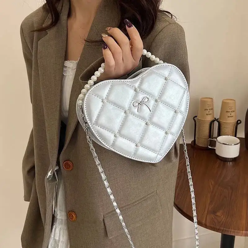 Bloom Sweet Cute Pink Crossbody Bags Women Haruku Heart Round Y2k Messenger Hot Girls Fairycore Aesthetic Mini Bag Purse