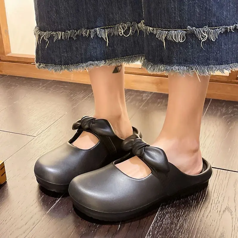 Scarpe Baotou stile balletto con fondo piatto e tacco basso estate donna retrò alla moda traspirante casa indossare pantofole con suola morbida