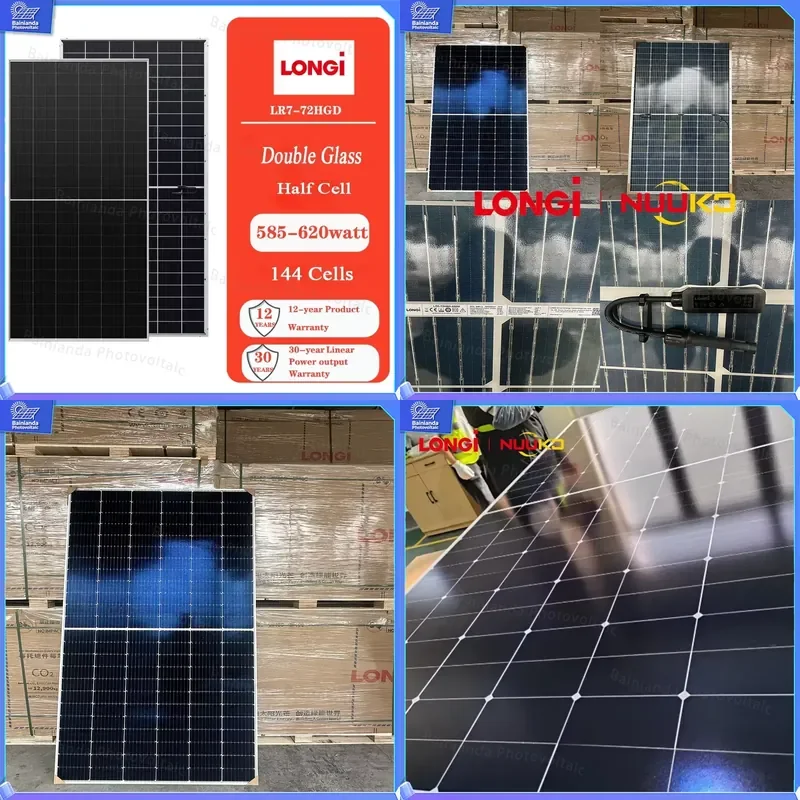 High Efficiency 600W 605W 610W 615W 620W Monocrystalline Solar Panel Double Glass Bifacial PV Module for Residential