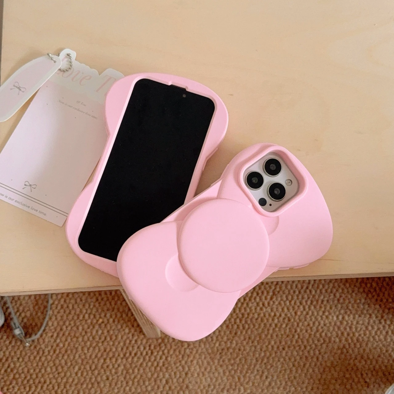 

3D Cute Cartoon Big Bowtie Soft Silicone Mobile Phone Case Back Cover Shell Skin For iPhone 16 15 14 13 12 Pro Max, Protector