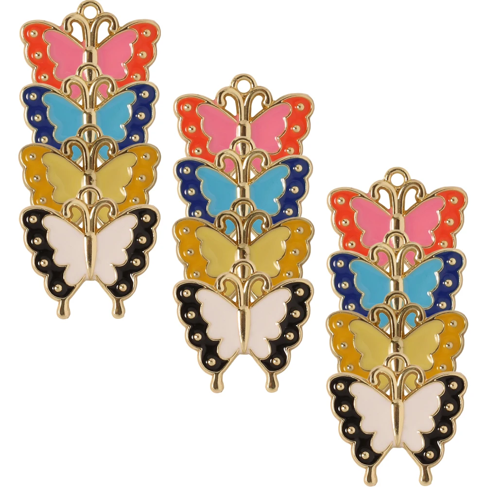 

12pcs Colorful Butterfly Charms Alloy Pendant Jewelry Diy Crafts Durable Enamel Hanging Ornament For Necklaces Bracelets