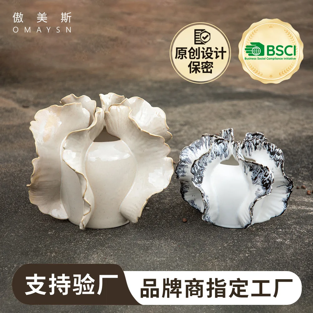Handmade ceramic vase living room decoration ornaments ins style design sense advanced sense