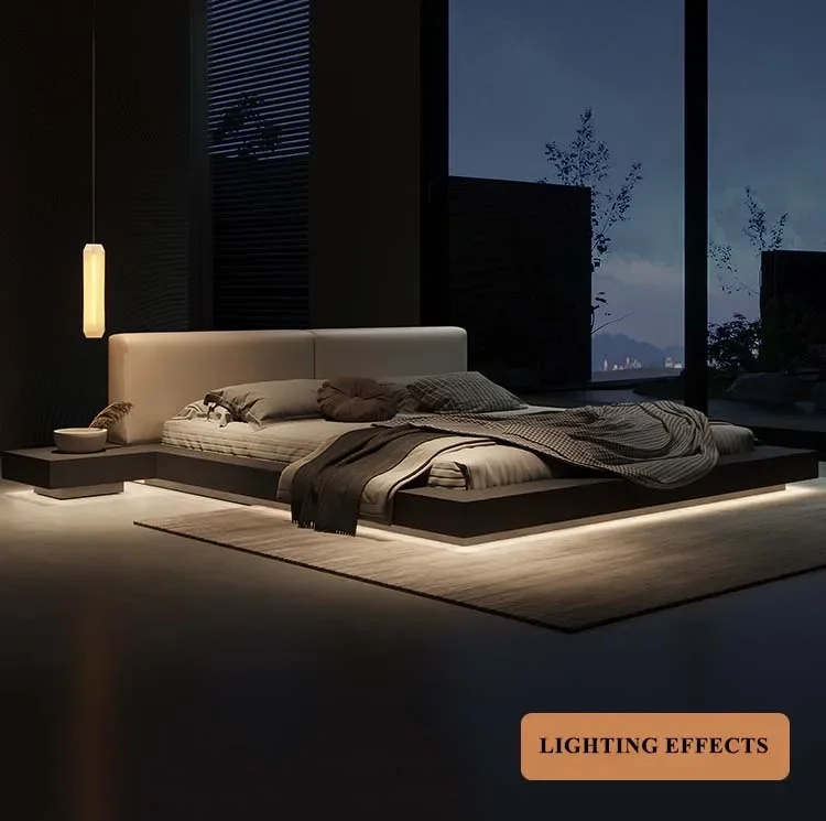 

Nordic Platform Double Bed Comforter Classic Storage Bed Set Modern Minimalist Tatami Luxury Bed For Bedroom