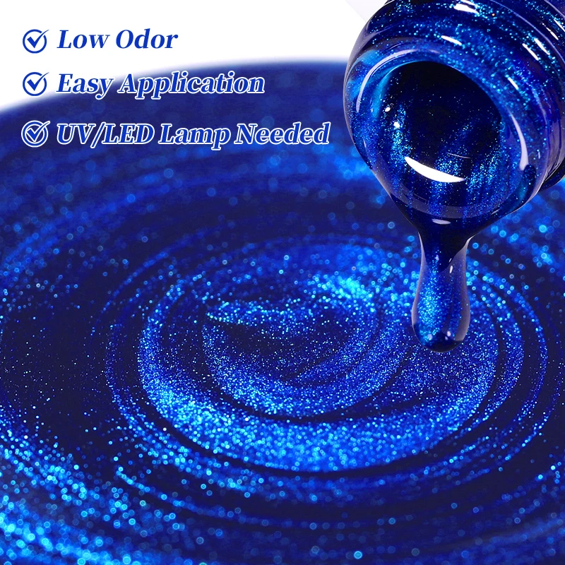 BORN PRETTY 10ml Blaues Glasperlen-Katzenaugen-Magnetgel Nagellack für Sommer-Nageldesign UV LED Soak-Off Langanhaltende Nagelkunst DIY Maniküre – Detail 4